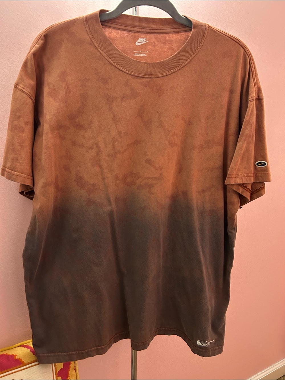 Nike Short-Sleeve Ombre Tee in Rust and Charcoal